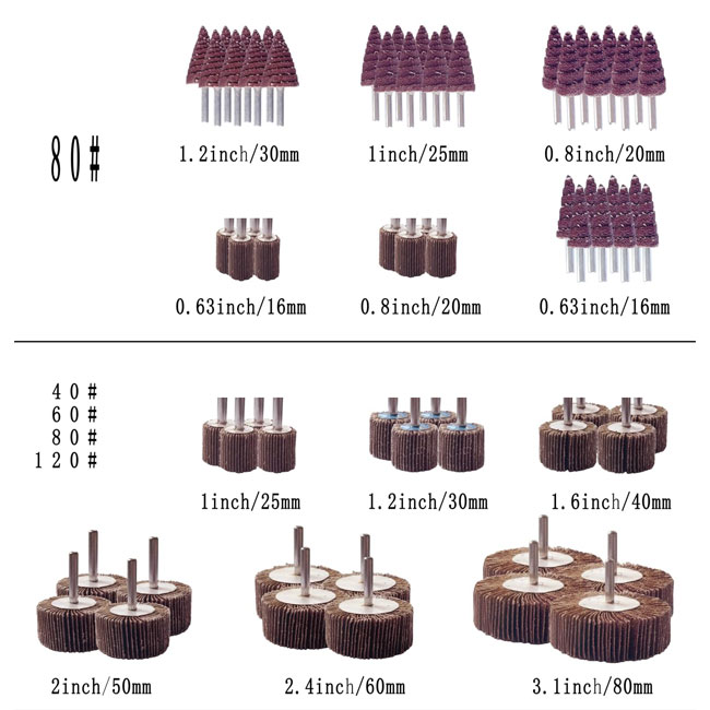 सैंडिंग 60/80/120/240 ग्रेट्स अपघर्षक एल्यूमीनियम ऑक्साइड फ्लैप व्हील पॉलिशिंग पीसने के लिए 6